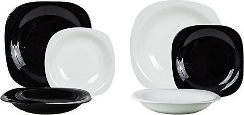 Carine Serviesset - wit - zwart - 18-delig - 6 personen de Luminarc en Blanc, Noir – photo produit