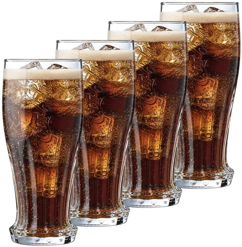 Coca Cola Glazen Crown Cap - Longdrinkglazen voor frisdrank - Ideaal voor cocktails en water - Vaatwasserbestendig - Hoogwaardig glas - 155 x 70 mm - Glaswerk - Drankglazen - Set van 4 stuks by Luminarc in Transparent – product photo