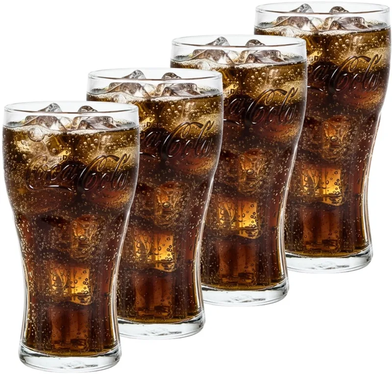 Coca Cola Glazen - Longdrinkglazen Classic - Frisdrankglazen voor feestelijke momenten - Vaatwasserbestendig - 370 ml - 4 Stuks - Glaswerk - Drankglazen by Luminarc in Transparant glas – product photo