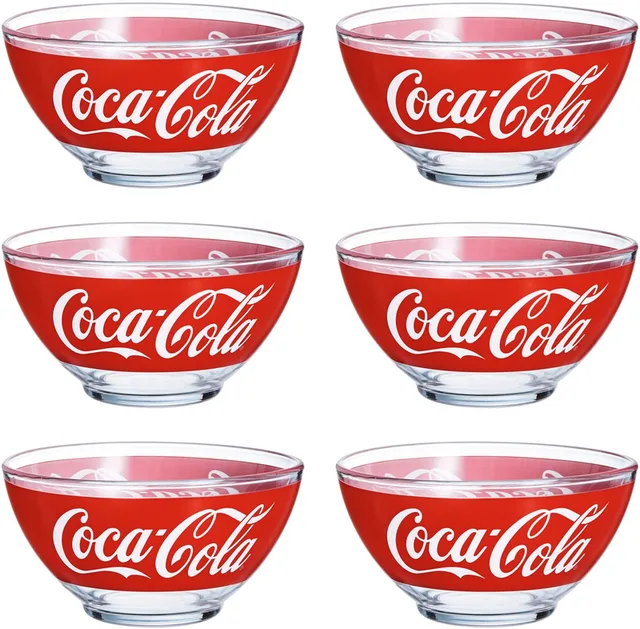 Coca Cola Kommetjes - Glas - Ø 13 cm - 6 stuks - Tapas - Ontbijtkom - Hapjes/snacks serveren