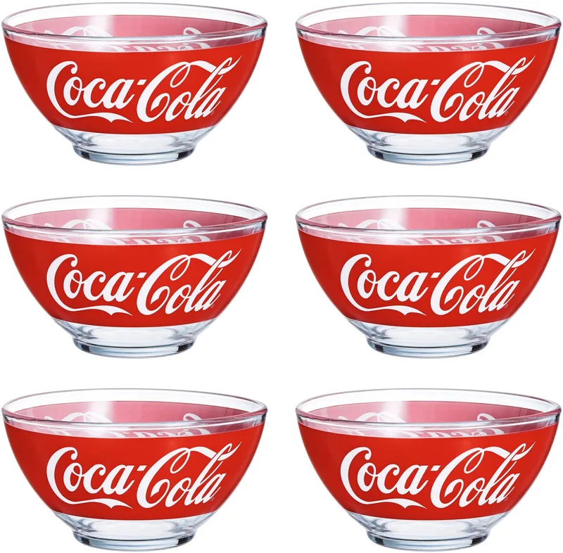 Coca Cola Kommetjes - Glas - Ø 13 cm - 6 stuks - Tapas - Ontbijtkom - Hapjes/snacks serveren by Luminarc in Transparant met logo – product photo