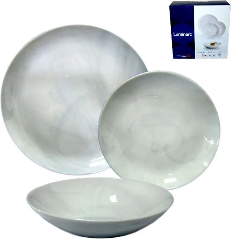 Diwali Marble Serviesset - 18 delig - Graniet Look - Cadeau voor man - Cadeau voor vrouw - Kerstcadeau von Luminarc in Marmer – Produktfoto