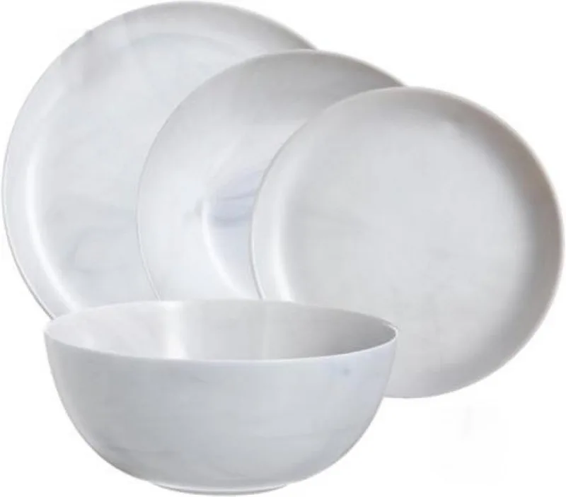 Diwali Marble Serviesset - 19 delig - 6 persoons - Graniet Marmer Look von Luminarc in Grau – Produktfoto