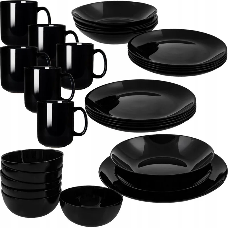 Diwali Servies 30 Delen - Dinerset voor 6 personen van Luminarc in Zwart – productfoto