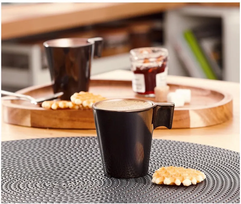 Espresso kopjes - 1x - metallic - koffiekopjes van 80 ml - 6 x 5.5 cm - keramiek by Luminarc in Black – product photo