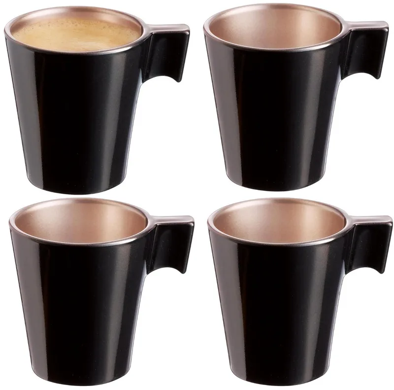 Espresso kopjes - 4x - metallic - koffiekopjes van 80 ml - 6 x 5.5 cm - keramiek von Luminarc in Schwarz – Produktfoto