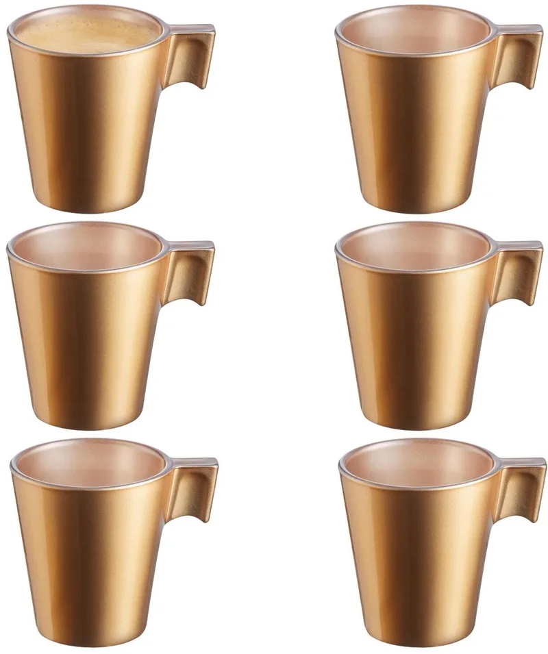 Espresso kopjes - 6x - goud metallic - koffiekopjes van 80 ml - 6 x 5.5 cm - keramiek by Luminarc in Gold – product photo