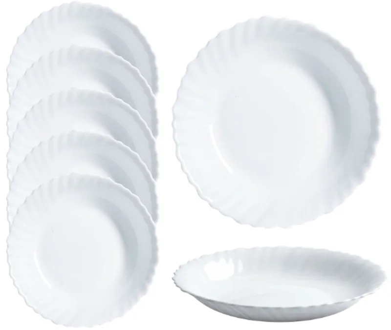 Feston Diepe Borden 28 cm - Set van 6 - Gehard Glas by Luminarc in White – product photo