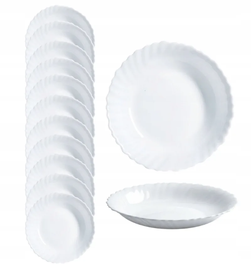 Feston Diepe Borden 28cm - Set van 12, Gehard Glas de Luminarc en Blanc – photo produit