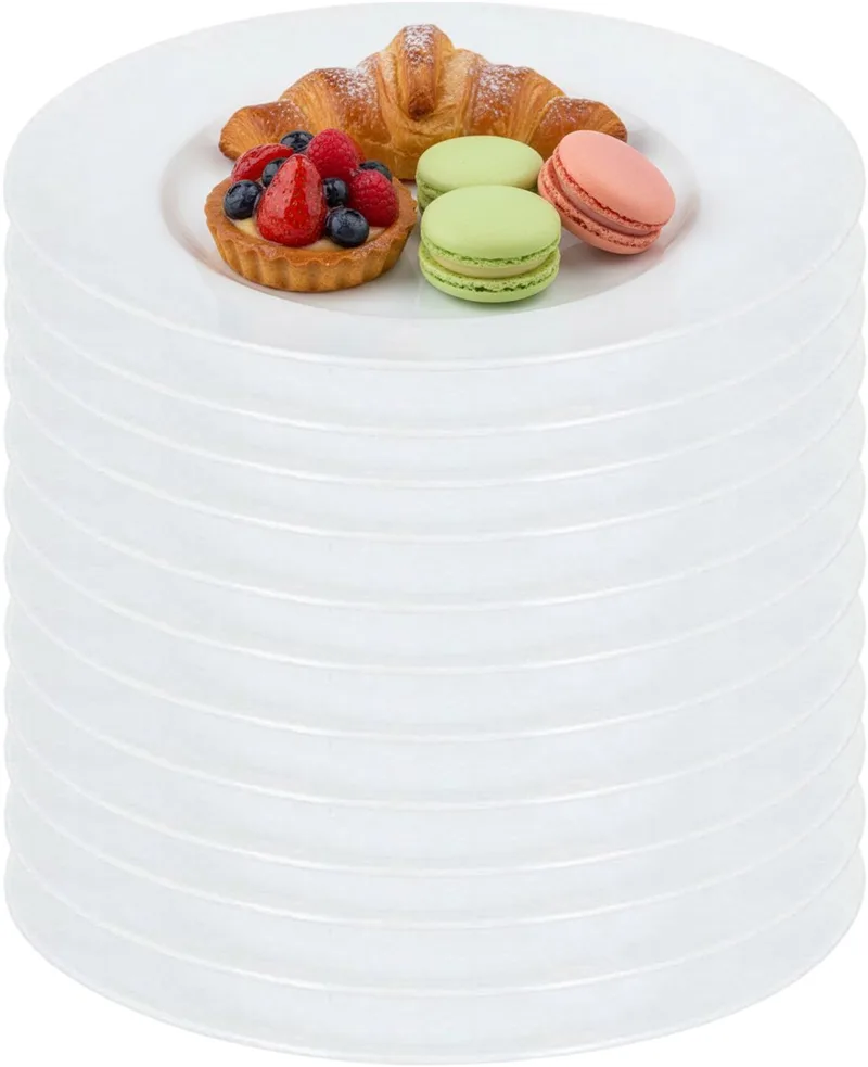 Gebaksbordjes - 12x stuks - glas - 18 cm - Kleine glazen dessert bordjes - Tafel dekken de Luminarc en Blanc – photo produit