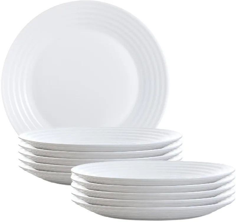 Gebaksbordjes - 18x stuks - glas - 19 cm - Kleine glazen bordjes - Tafel dekken de Luminarc en Blanc – photo produit