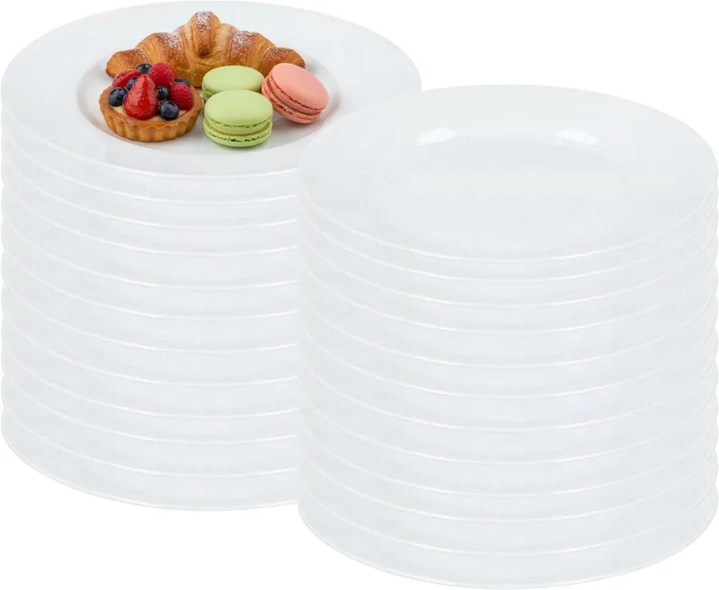 Gebaksbordjes - 24x stuks - glas - 18 cm - Kleine glazen dessert bordjes - Tafel dekken by Luminarc in White – product photo