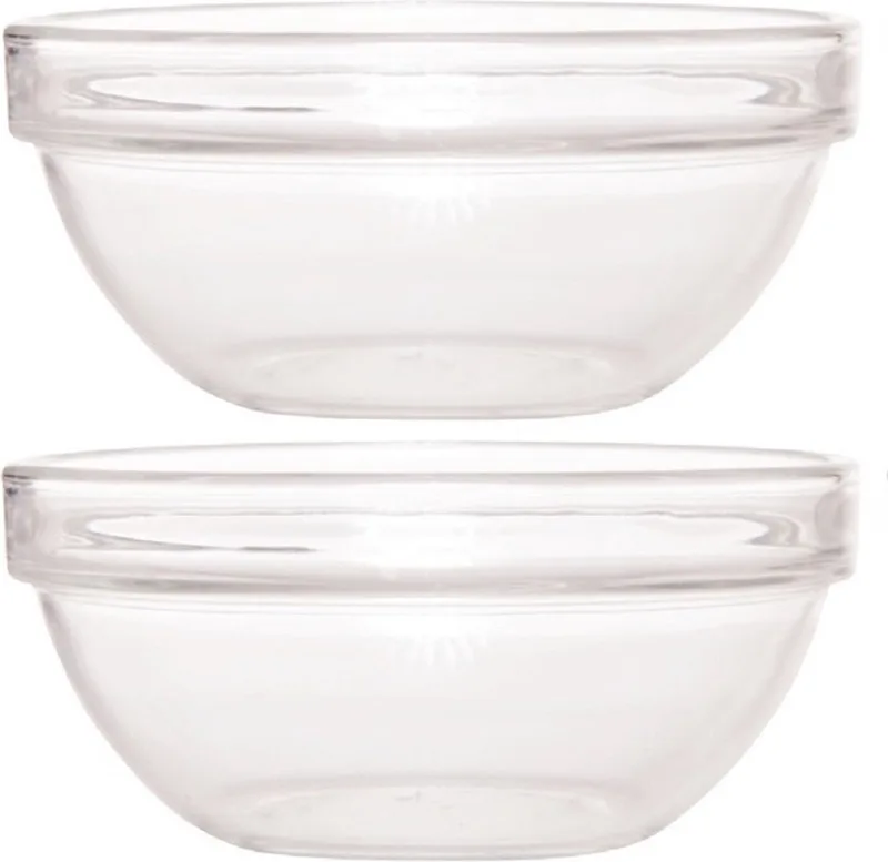 glazen schaal/kom - 2x - Dia 20 x H10 cm - Sla/salade serveren - Schalen/kommen van glas - Stapelbaar von Luminarc in Transparent – Produktfoto