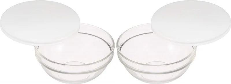 Glazen schaal met deksel - 2x - D20 cm - salade en snacks - stapelbaar - vaatwasserbestendig by Luminarc in Transparent – product photo