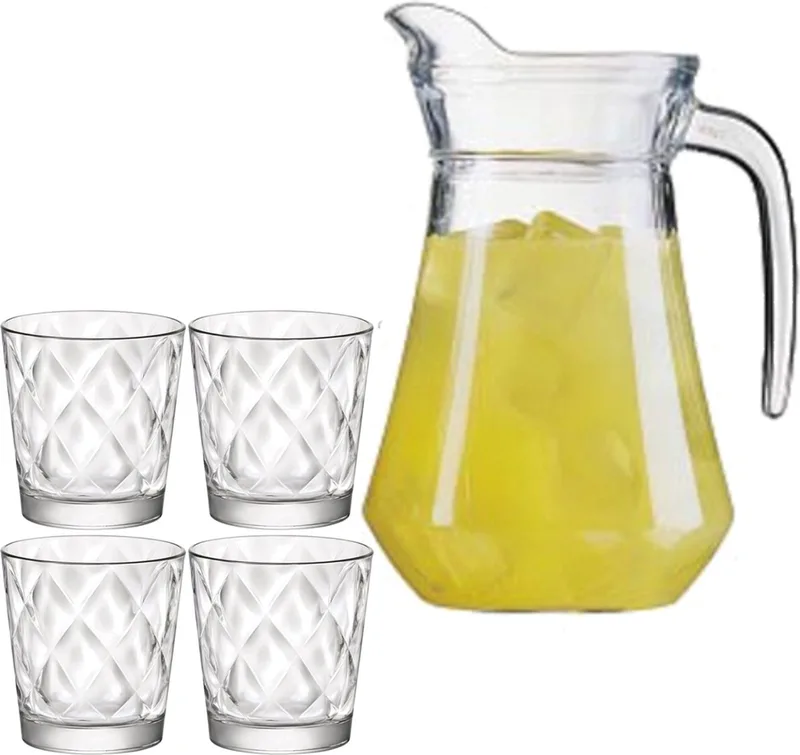 Kaleido schenkkan 1.6 liter - 6 waterglazen 240 ml - glas - vaatwasserbestendig von Luminarc in Transparent – Produktfoto