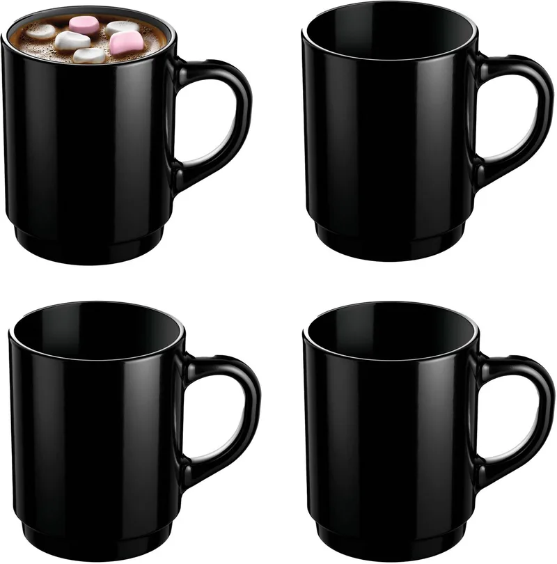 Koffiemokken Lagos - 4x stuks - Hard Glas - 250 ml - 7 x 9 cm von Luminarc in Schwarz – Produktfoto