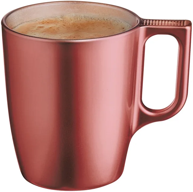 Koffiemokken Monaco - 1x stuks - Hard Glas - 250 ml - 9 cm - Flashy metallic finish
