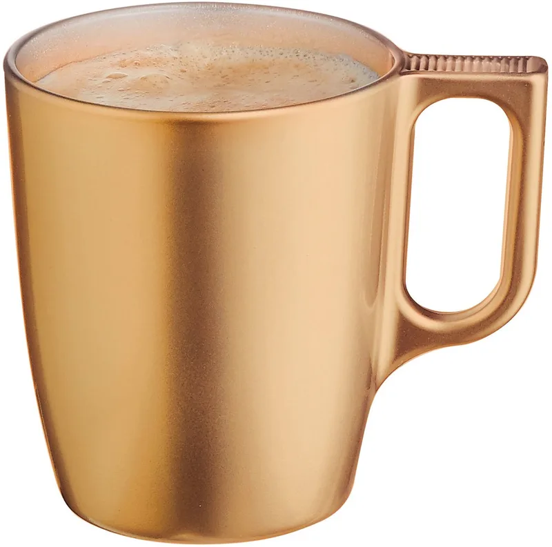 Koffiemokken Monaco - 1x stuks - Hard Glas - goud - 250 ml - 9 cm - Flashy metallic finish van Luminarc in Goud – productfoto