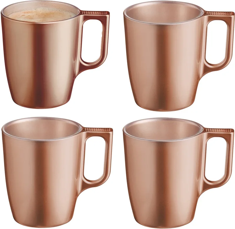 Koffiemokken Monaco - 4x stuks - Hard Glas - caramel bruin - 250 ml - 9 cm - Flashy metallic finish von Luminarc in Lichtbruin – Produktfoto