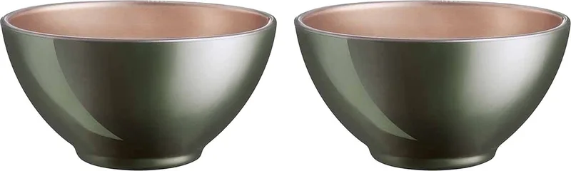 Kommetjes - 2x - D13 x 6 cm - soepkommen/schaaltjes voor dessert/ontbijt - glas - metallic finish by Luminarc in Dark green – product photo