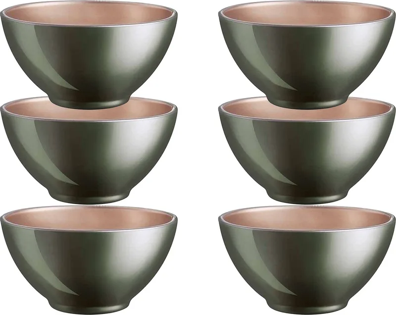 Kommetjes - 6x - D13 x 6 cm - soepkommen/schaaltjes voor dessert/ontbijt - glas - metallic finish fra Luminarc i Mørkegrøn – produktbillede