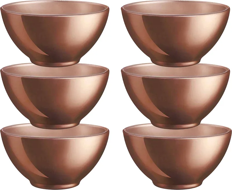 Kommetjes/soepkommen/schaaltjes voor dessert/ontbijt - 6x - Glas - D13 x 6 cm by Luminarc in Copper – product photo