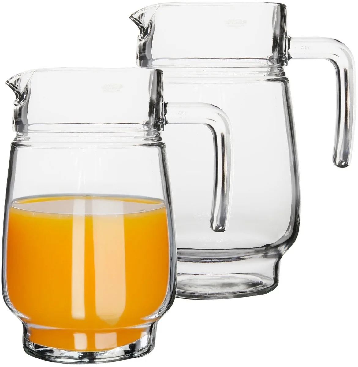 luxe schenkkan/karaf - 2x - glas - 1,6 liter - Sapkan - waterkan - schenkkan de Luminarc en Transparent – photo produit