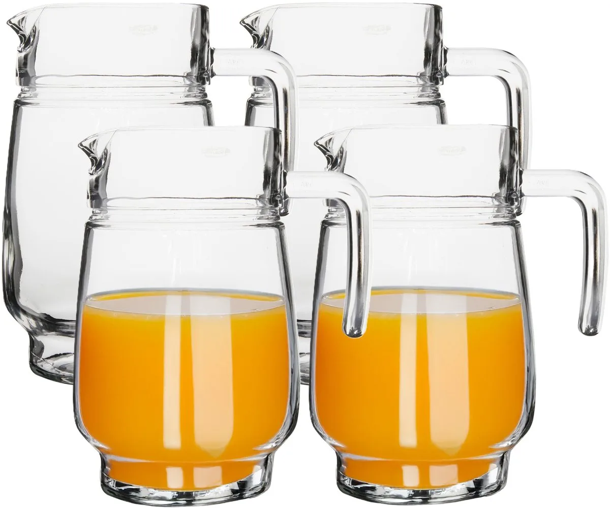 luxe schenkkan/karaf - 4x - glas - 1,6 liter - Sapkan - waterkan - schenkkan de Luminarc en Transparent – photo produit