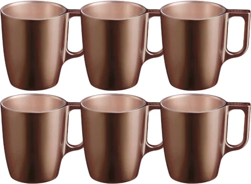 Mok - Moderne Koffiemokken - Glazen Mok - Set van 6 - Luxe Drinkglazen Voor Koffie & Thee - 250ml - 10.4 x 10.4 x 9.2 cm von Luminarc in Chocolade – Produktfoto