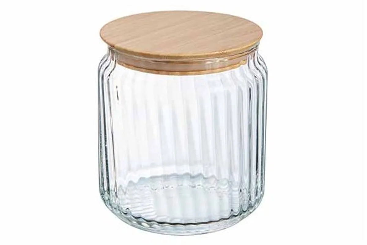Nova Jar Voorraadpot 0,75l D10,5xh11,7cm - Bamboe Deksel fra Luminarc i Gennemsigtig – produktbillede