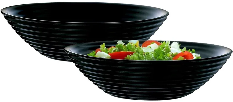 Salade schaal/slakom - 2x - glas - Dia 27 cm - Schalen en kommen - Keuken - Voedsel fra Luminarc i Sort – produktbillede