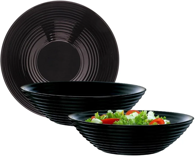 Salade schaal/slakom - 3x - glas - Dia 27 cm - Schalen en kommen - Keuken - Voedsel by Luminarc in Black – product photo