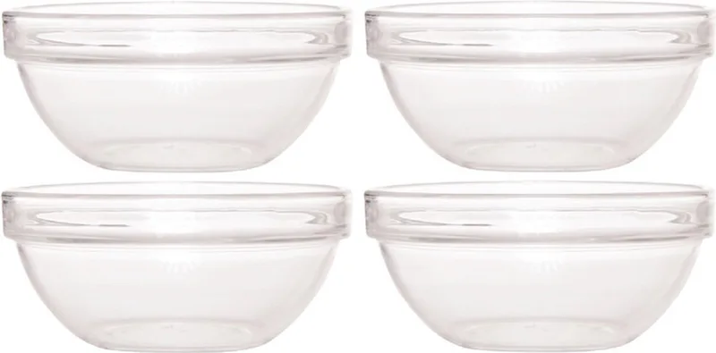 Schaaltje/kommetje - 4x - glas - 17 cm - snack schaaltjes - chips schaaltje de Luminarc en Transparent – photo produit