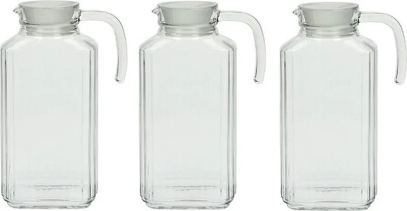 Schenkkan - 3x - 1,7 liter - 26 x 9 x 16 cm - glas - met handvat - waterkan - sapkan - kannen van Luminarc in Transparant – productfoto