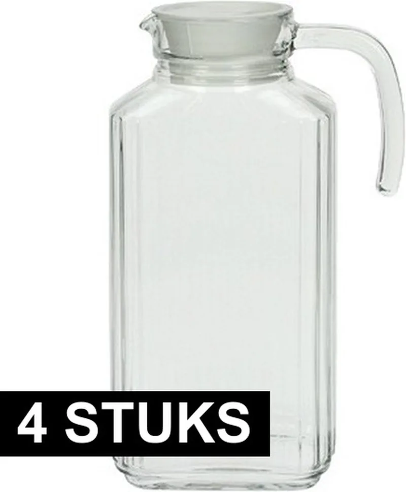 Schenkkan - 4x - 1,7 liter - 26 x 9 x 16 cm - glas - met handvat - waterkan - sapkan - kannen by Luminarc in Transparent – product photo