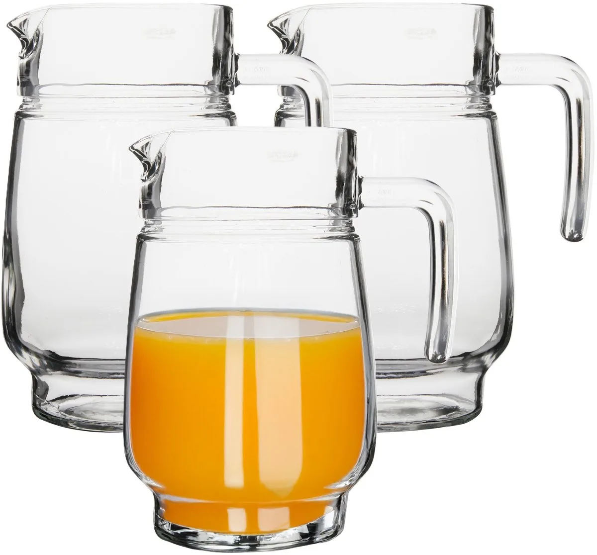 schenkkan/karaf - 3x stuks - glas - 1,6 liter - Sapkannen - waterkannen - schenkkannen von Luminarc in Transparent – Produktfoto