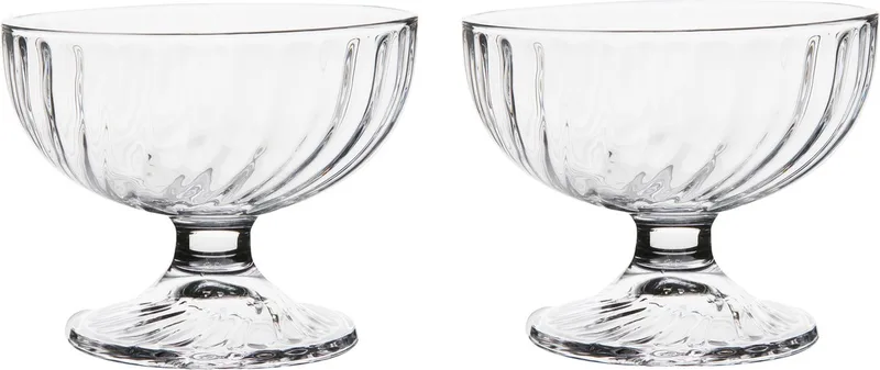 Set van 2x stuks ijs/sorbet coupes op voet van glas 380 ml - IJscoupe glazen/schaaltjes de Luminarc en Transparent – photo produit