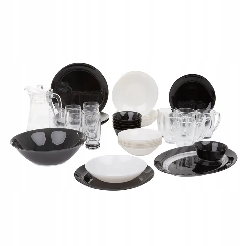 Simply Black & White Servies voor 6 Personen (46-delig) by Luminarc in Black, White – product photo