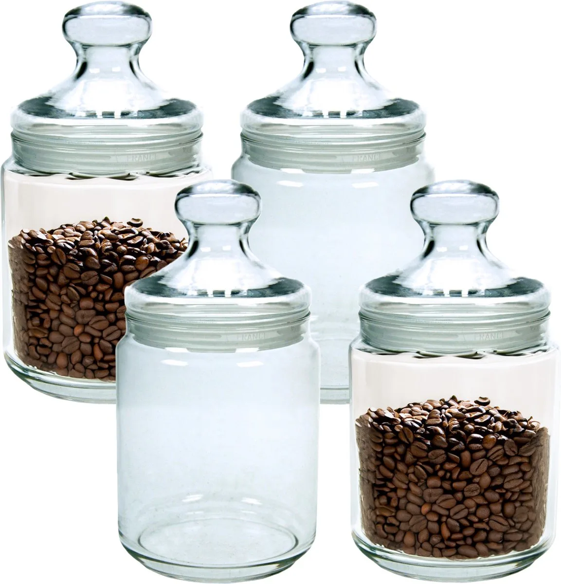 Voorraadpot/bewaarpot - 4x - 750 ml - glas - met deksel - Voorraadbussen - 11 x 14 cm - Snoeppot de Luminarc en Transparent – photo produit