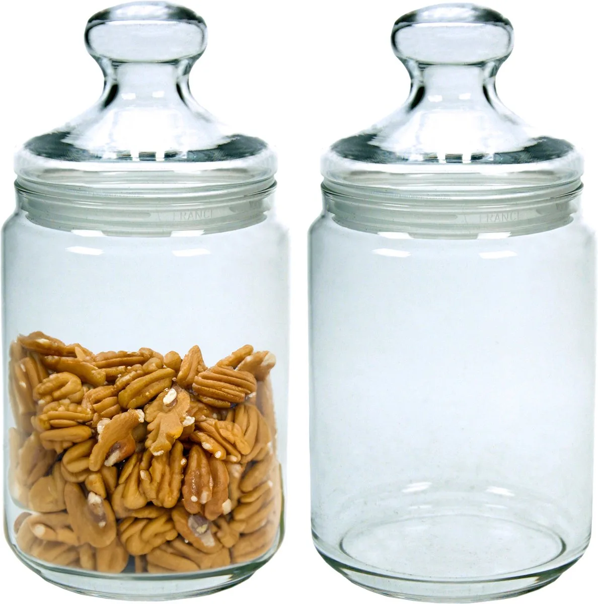 Voorraadpot/bewaarpot - Set van 2x stuks - 1000 ml - glas - met deksel - glazen voorraadbus - potten de Luminarc en Transparent – photo produit