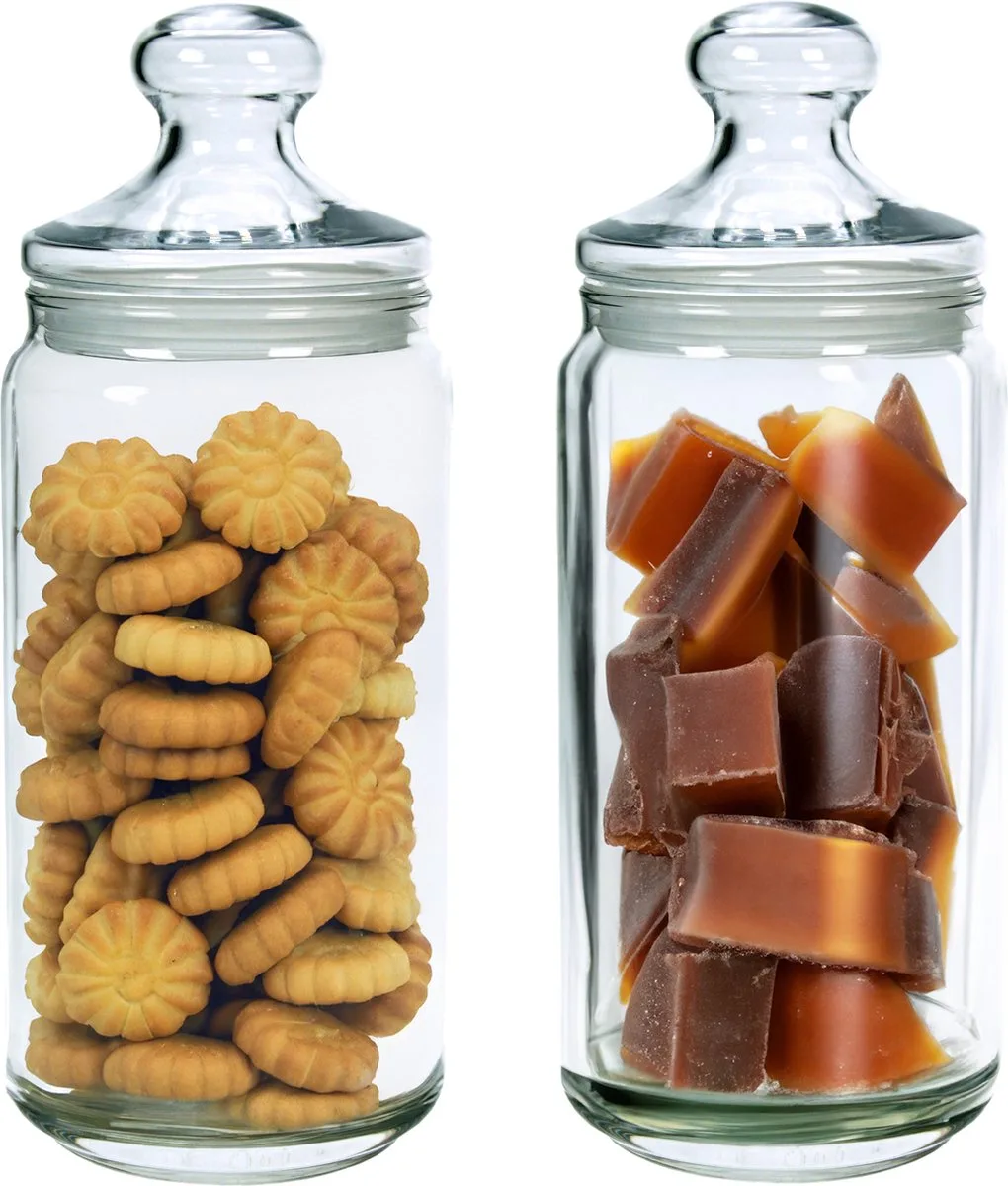 Voorraadpot - Set van 2x stuks - met glazen deksel - 1500 ml - glas - 27 cm - bewaarpot - voorraadpotten - potten fra Luminarc i Gennemsigtig – produktbillede