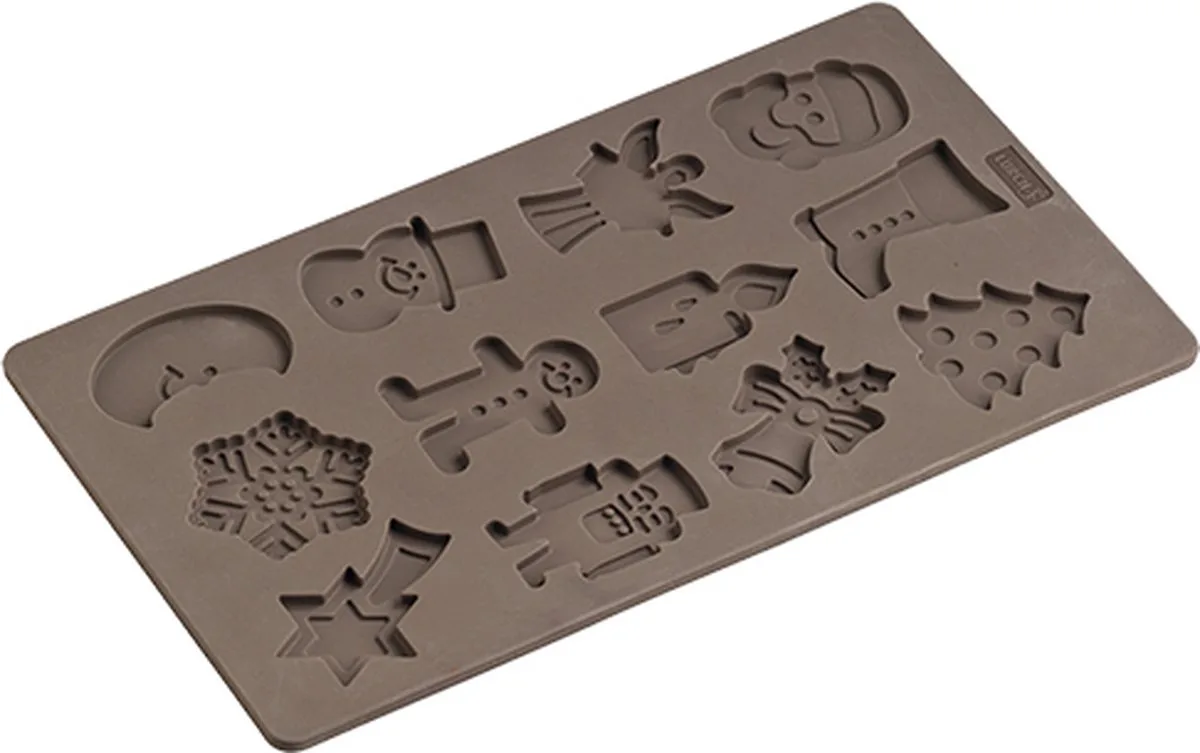 Flexiform - Bakvorm - Voor 12 koekjes - Winter thema - Silicone - 17x30cm de Lurch en Marron – photo produit