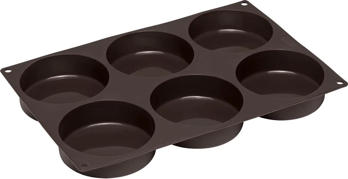 Flexiform - Bakvorm voor 6 hamburgerbroodjes - Silicone-ø 10cm van Lurch in Bruin – productfoto