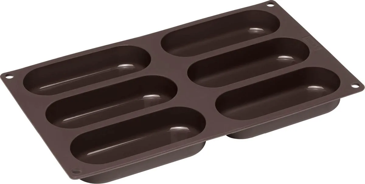 Flexiform - Bakvorm voor 6 hotdog broodjes - Silicone - 30x17.5cm van Lurch in Bruin – productfoto