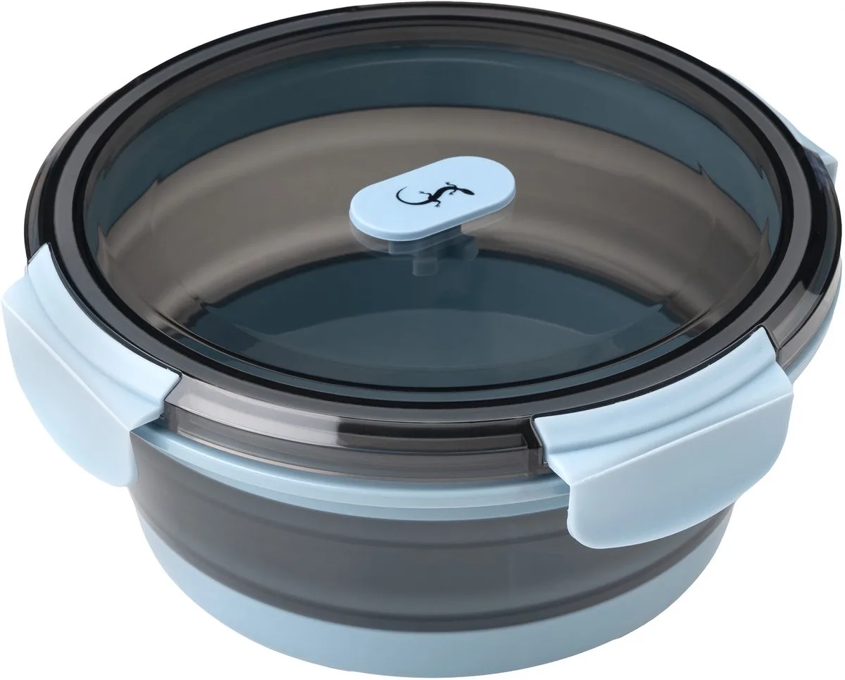 Up&Down vouwbare lunchbox vierkant uit silicone/PP 700ml van Lurch in Blauwgrijs – productfoto