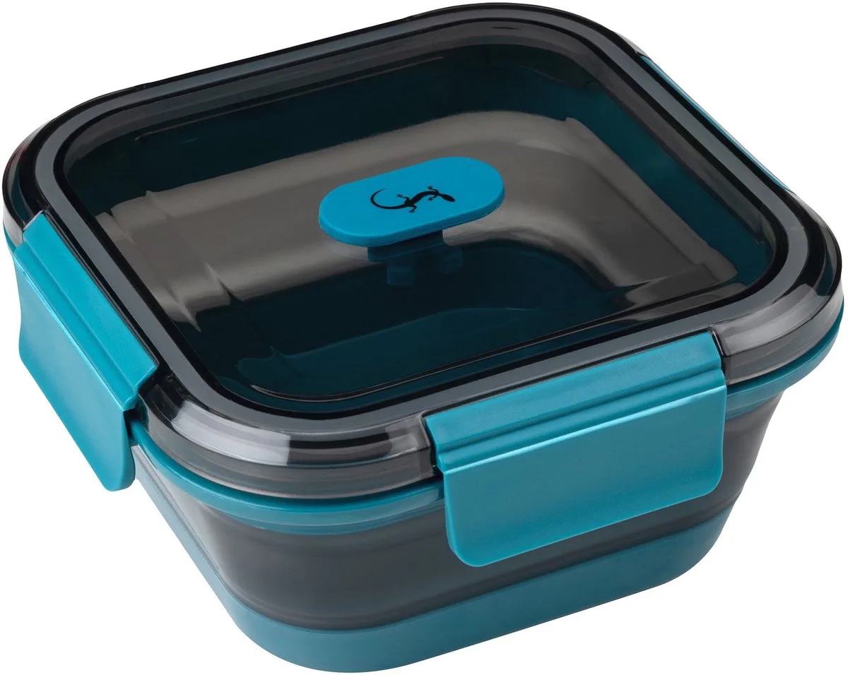 Up&Down vouwbare lunchbox vierkant uit silicone/PP petrol 700ml van Lurch in Petrolgroen – productfoto