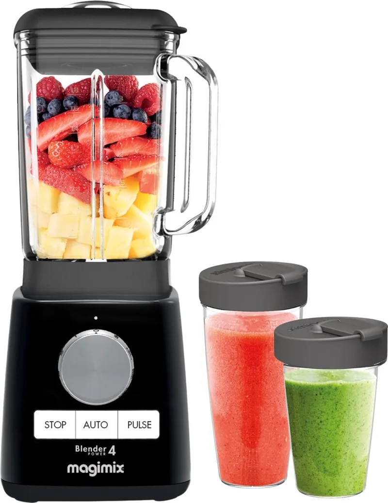 Power Blender - Smoothie Maker 1,8 Liter - 2 To go cups - Ice Crusher by Magimix in Black – product photo