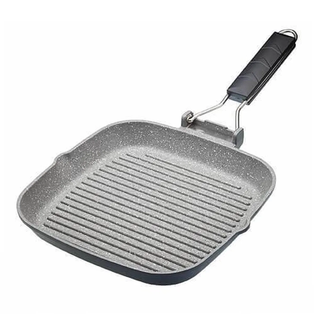 Antikleef Inductie-Veilige Grillpan Met Inklapbare Handgreep - 24 cm (9,5 ”) Aluminium Zwart van MasterClass in Zilver – productfoto