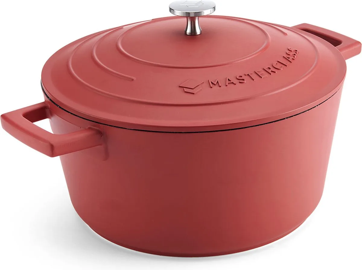 Braadpan Met Deksel, Medium 4L/24 cm, Lichtgewicht Gegoten Aluminium, Inductie Kookplaat En Oven Veilig van MasterClass in Rood – productfoto