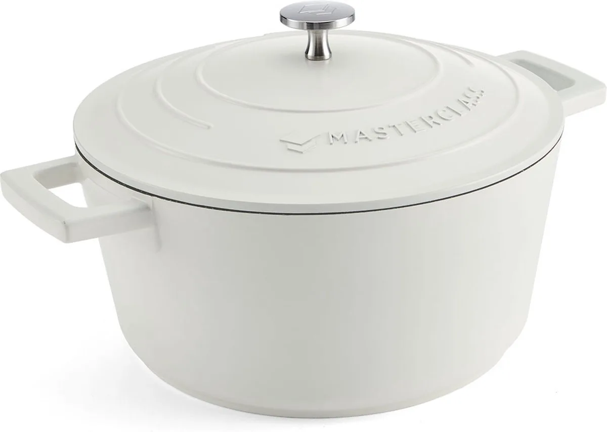 Braadpan met Deksel, Medium 4L/24 cm, Lichtgewicht Gegoten Aluminium, Inductie Kookplaat- en Ovenveilig de MasterClass en Crème – photo produit